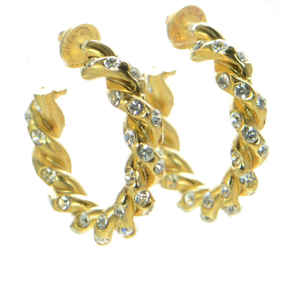 Oscar de la Renta Goldtone & Crystal Rope Hoop Earrings